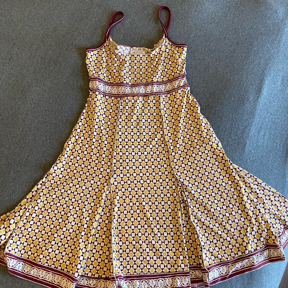 MSSP super cute summer dress. Hugs the top of your torso and then flares out.